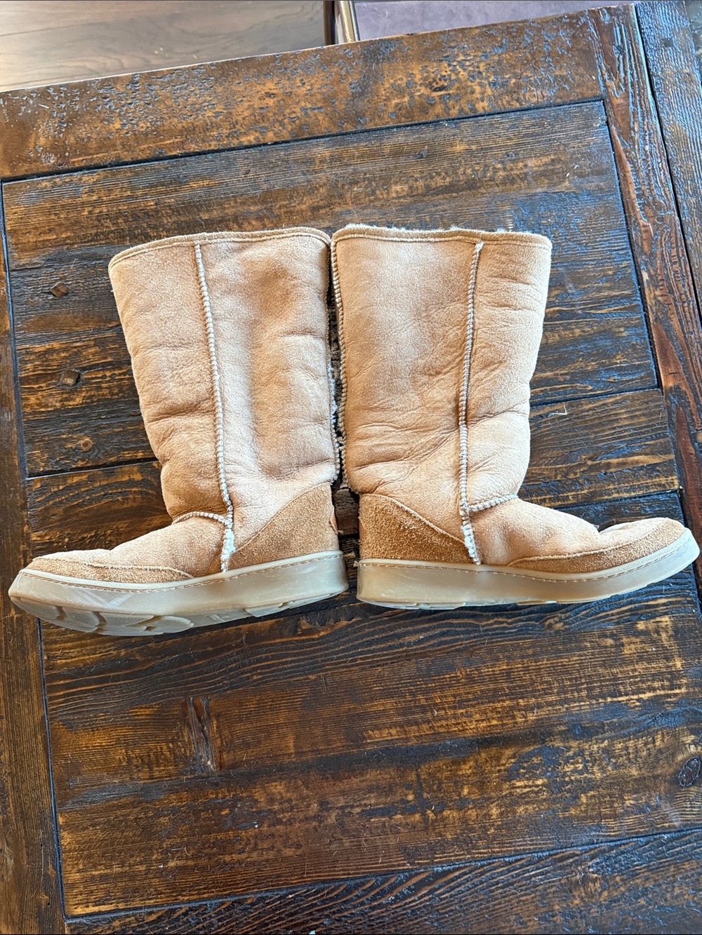 Minnetonka Tan Suede Shearling-Lined Mid-Calf Boots